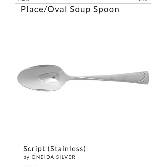 Oneida Silver Place/Oval Soup Spoon 4-Piece Set Stainless Steel Script Pattern - Picture 2 of 5